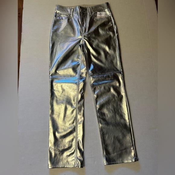 Silver metallic 5 pocket shiny silver faux leather jean Gap NWT Sz-6R (28). H17 - Picture 4 of 16